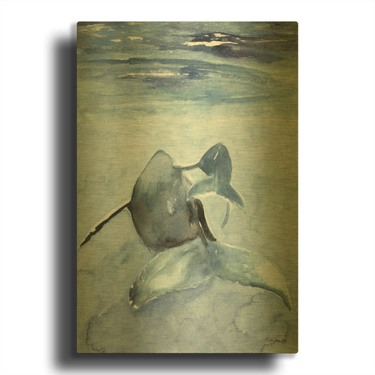 'Dolphin and Calf' By Stellar Design Studio Gold Metal Wall Art