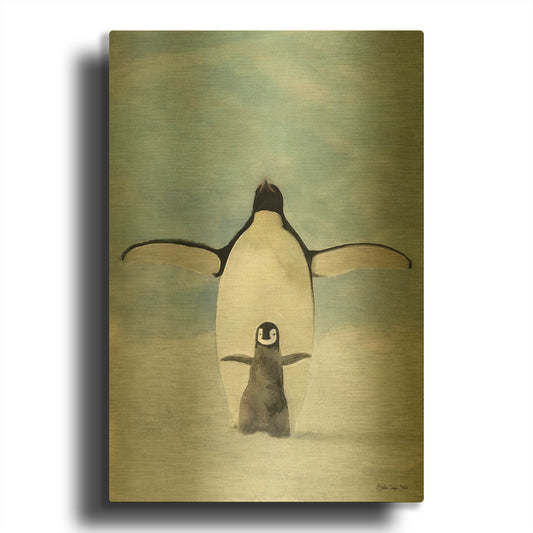 'Penguins' By Stellar Design Studio Gold Metal Wall Art