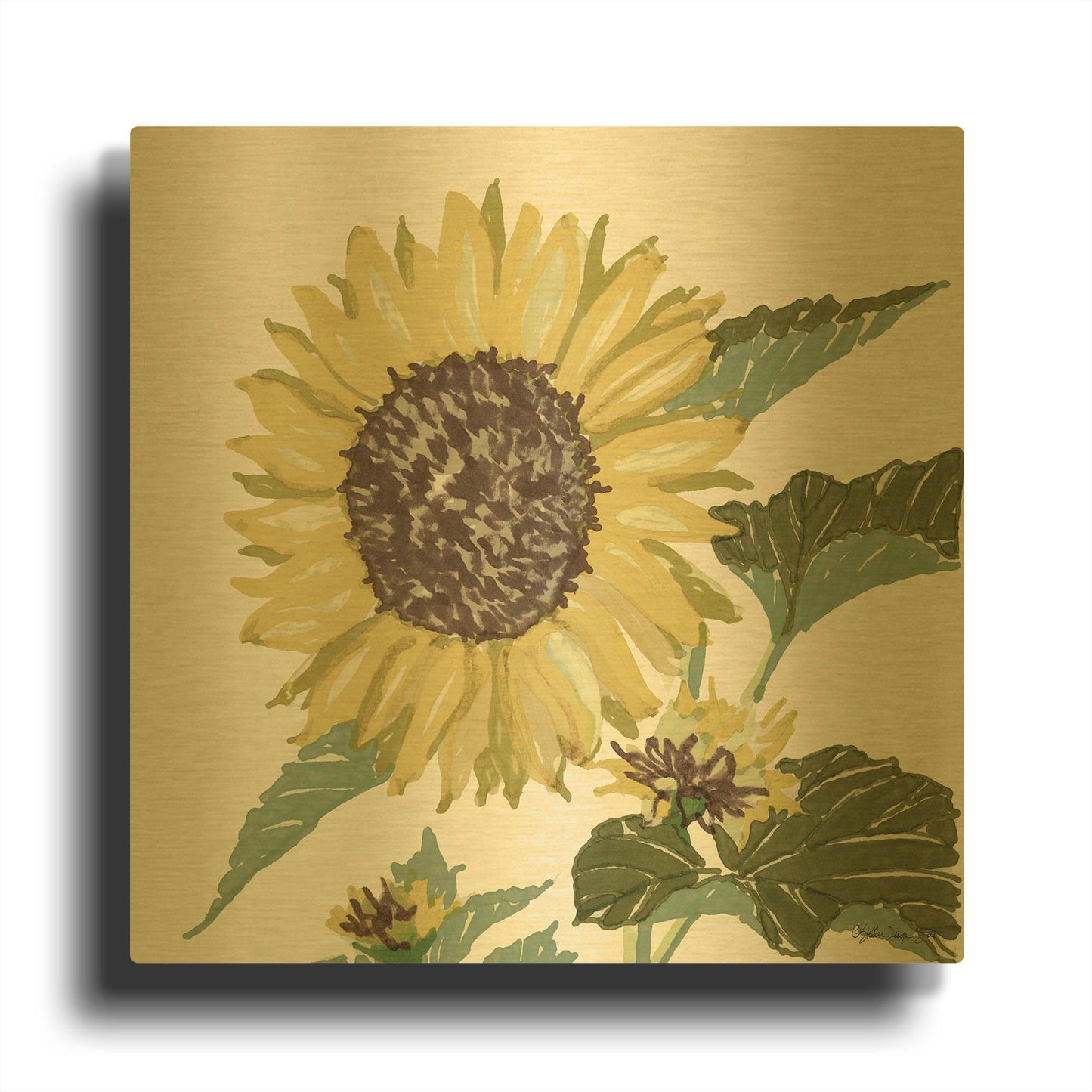 'Floral Study 3' By Stellar Design Studio Gold Metal Wall Art
