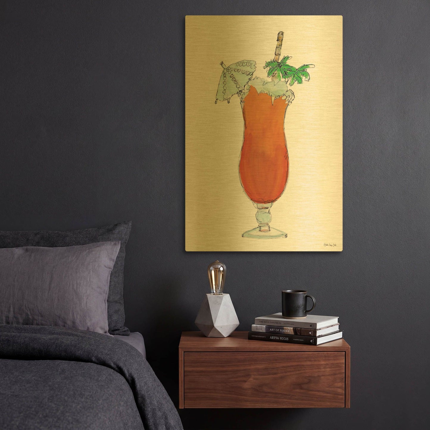 'Tropical Cocktail' By Stellar Design Studio Gold Metal Wall Art