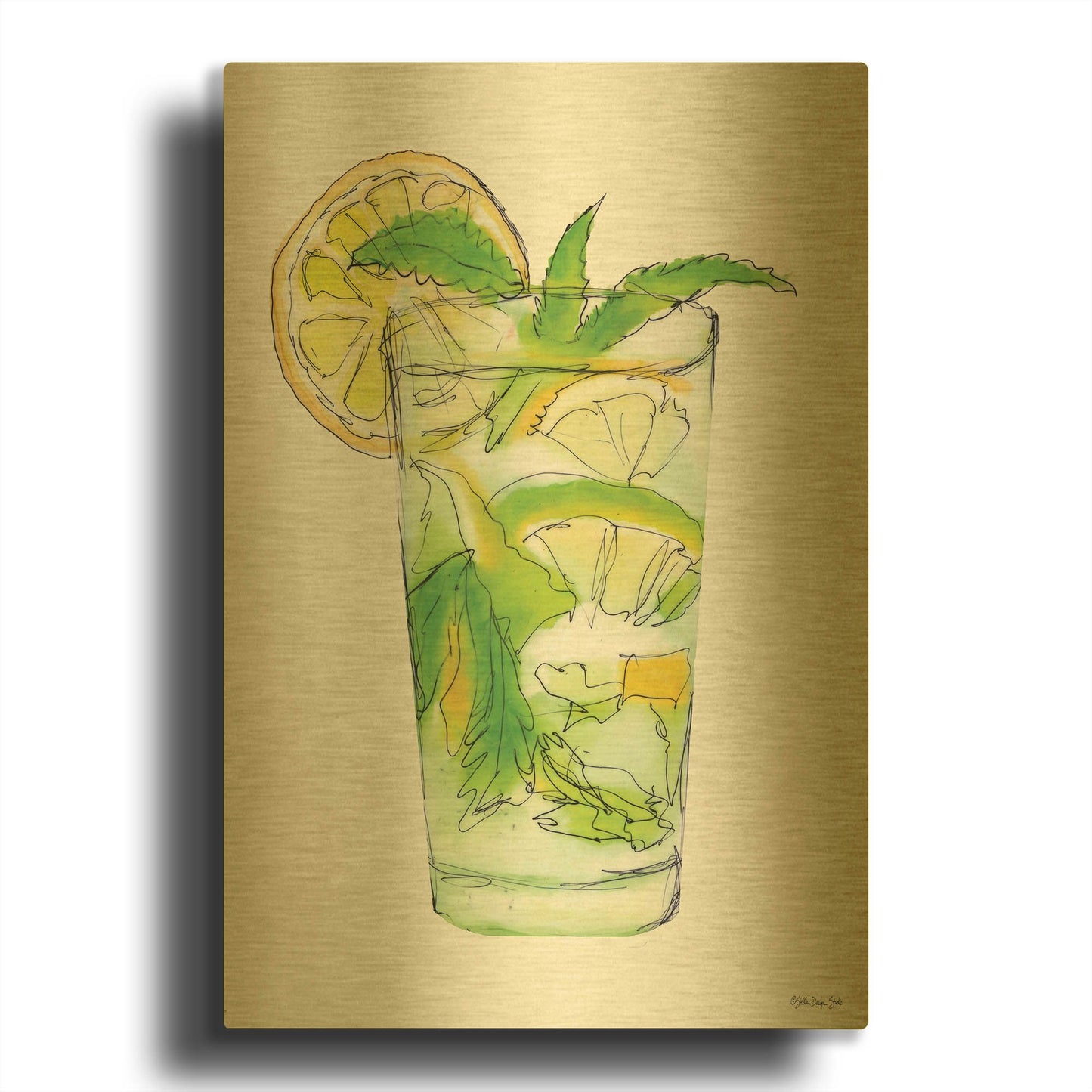 'Mint Julip' By Stellar Design Studio Gold Metal Wall Art