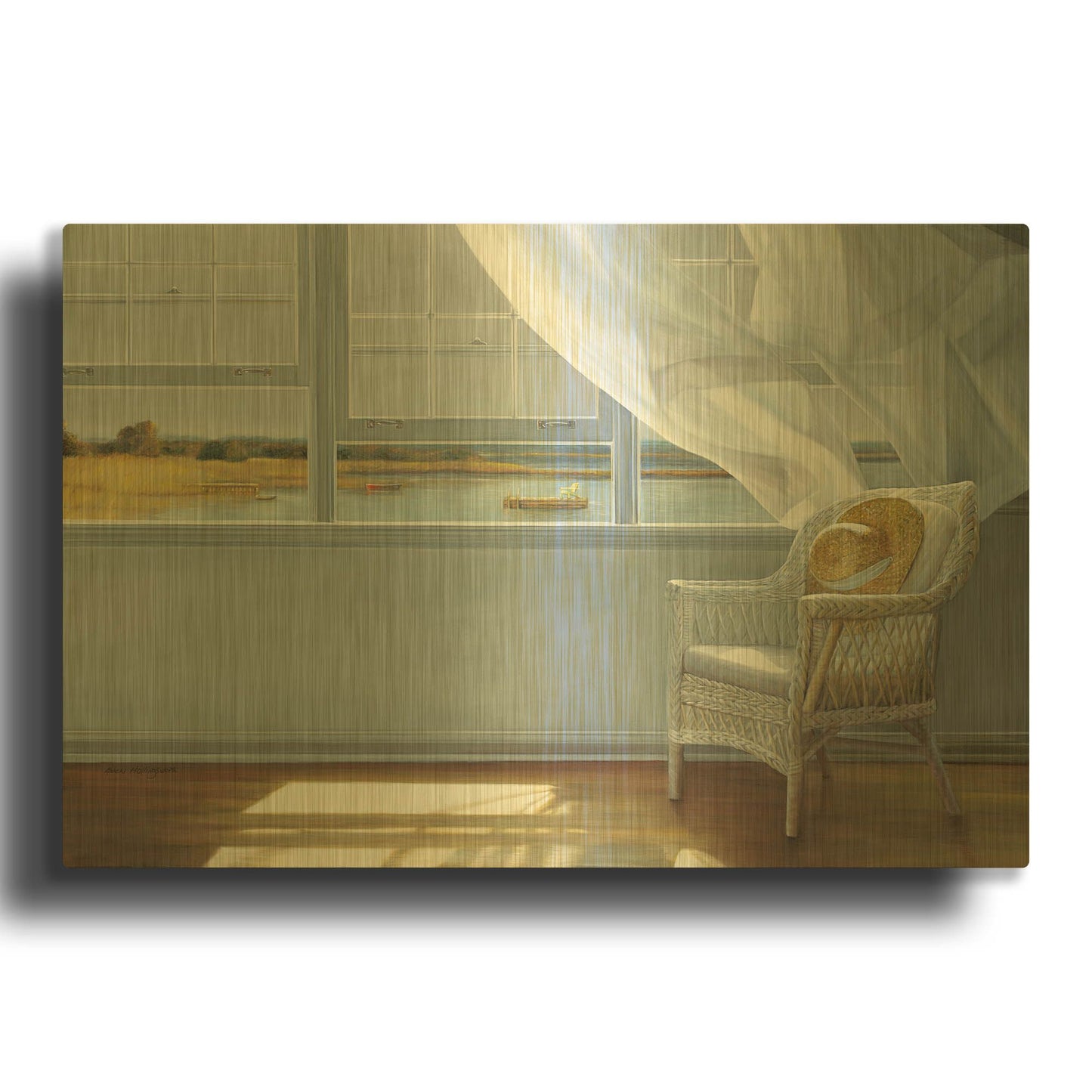 'Lake Effect' By Karen Hollingsworth Gold Metal Wall Art