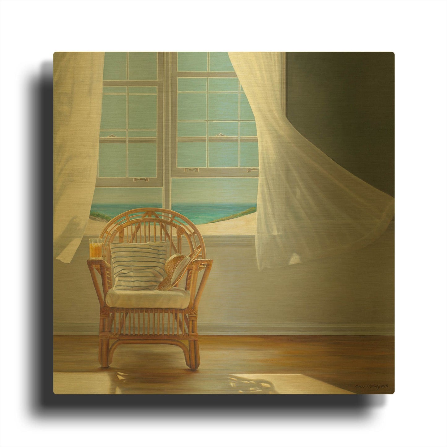 'Tea Time' By Karen Hollingsworth Gold Metal Wall Art