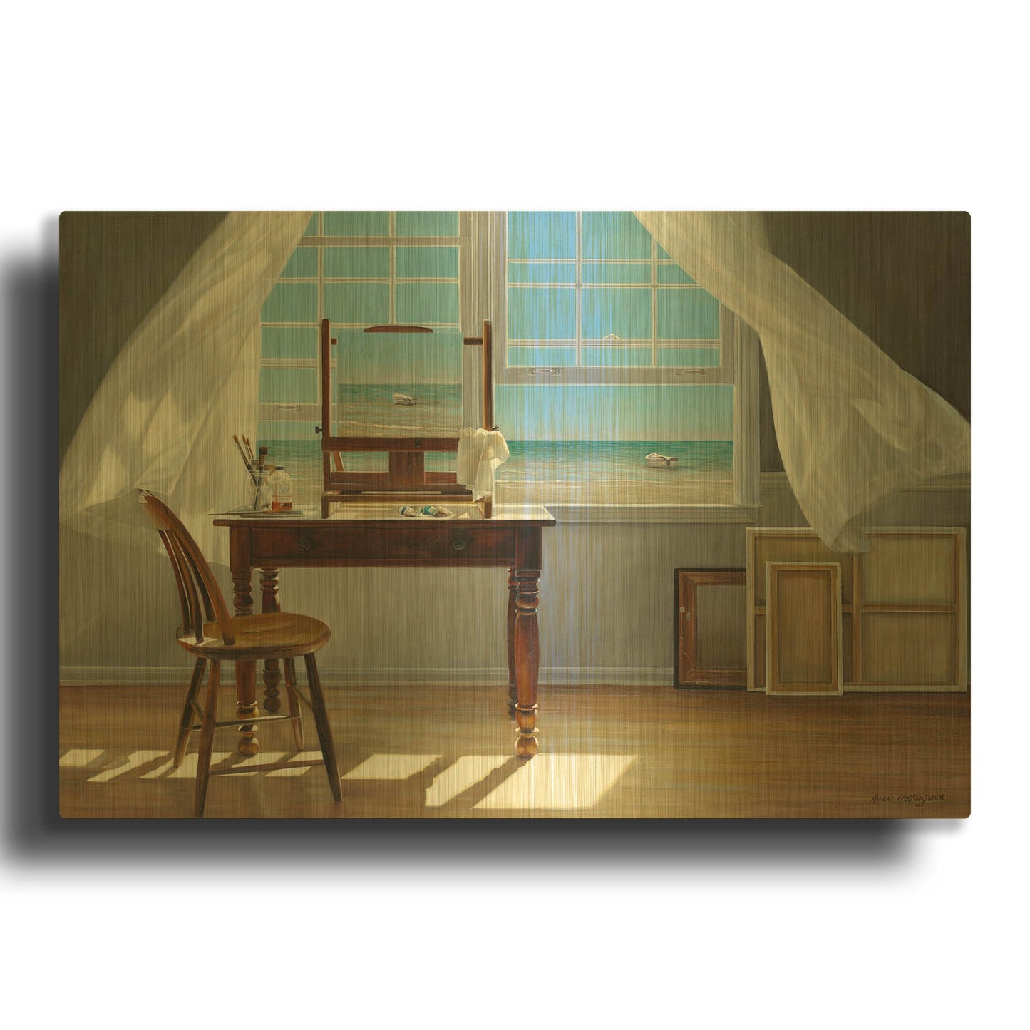'In Progress' By Karen Hollingsworth Gold Metal Wall Art