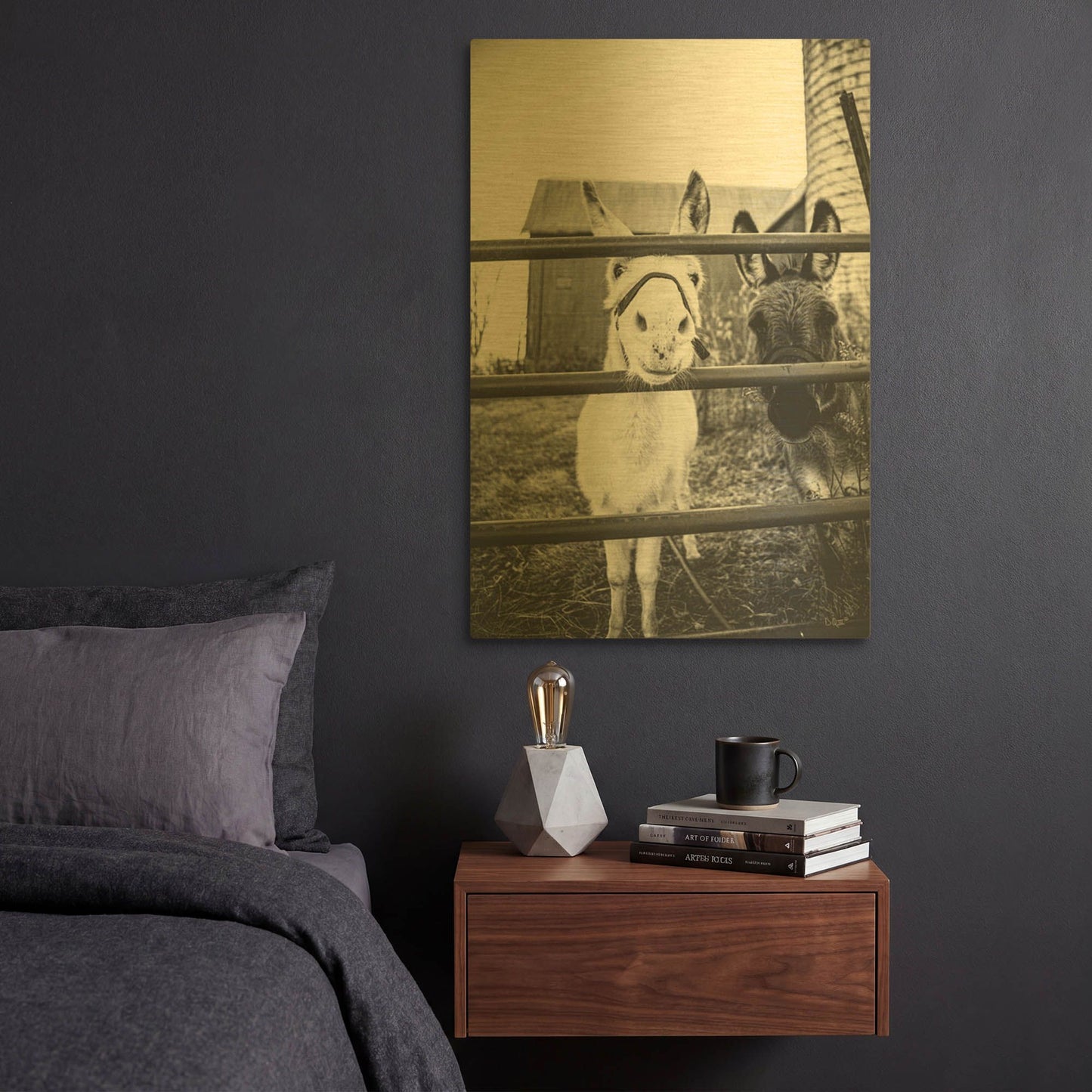 'Donkeys' By Donnie Quillen Gold Metal Wall Art
