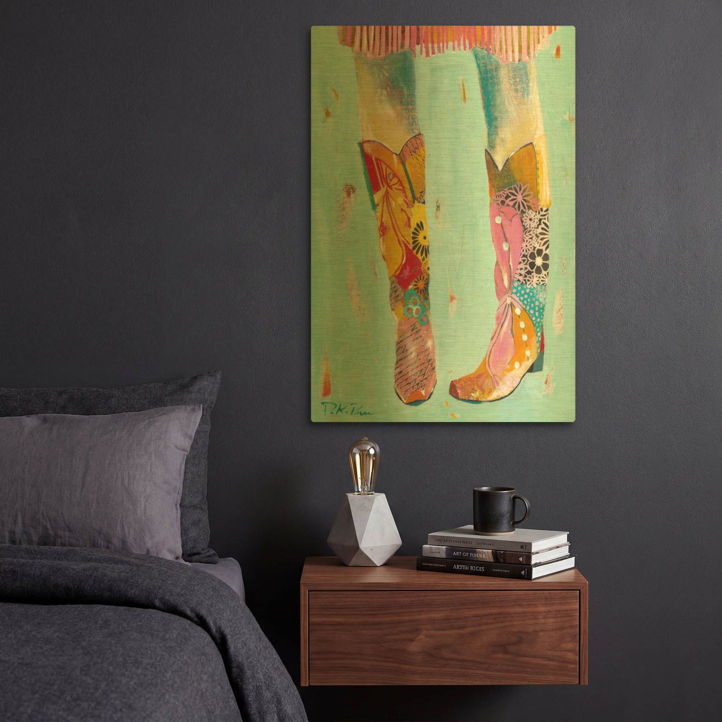 'Cowgirl Boots' By Pamela Beer Gold Metal Wall Art