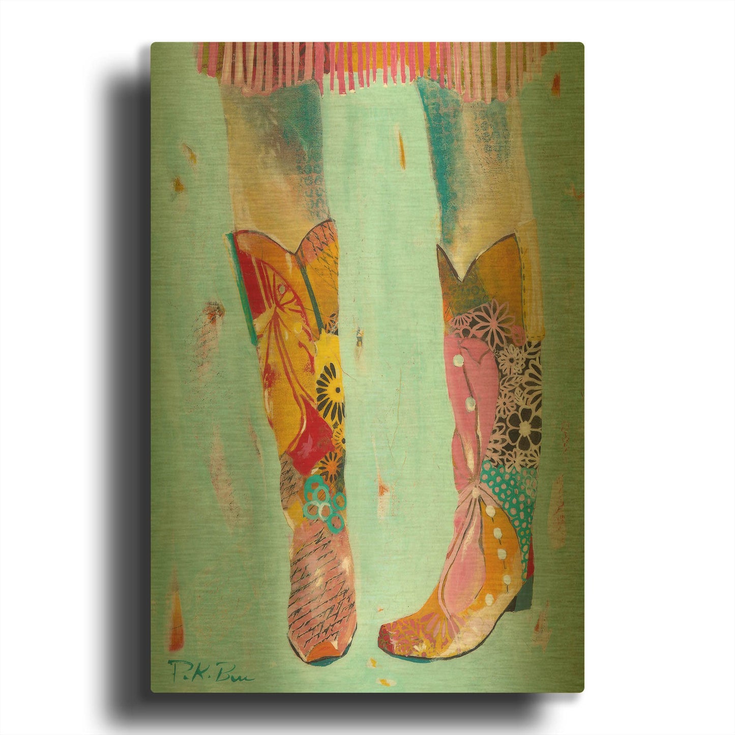 'Cowgirl Boots' By Pamela Beer Gold Metal Wall Art