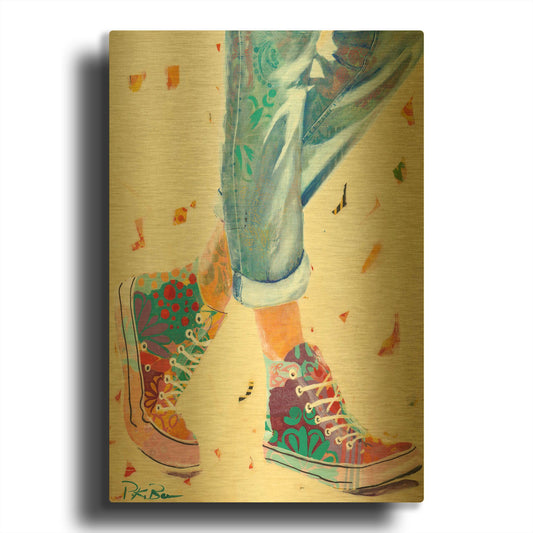 'High Tops' By Pamela Beer Gold Metal Wall Art