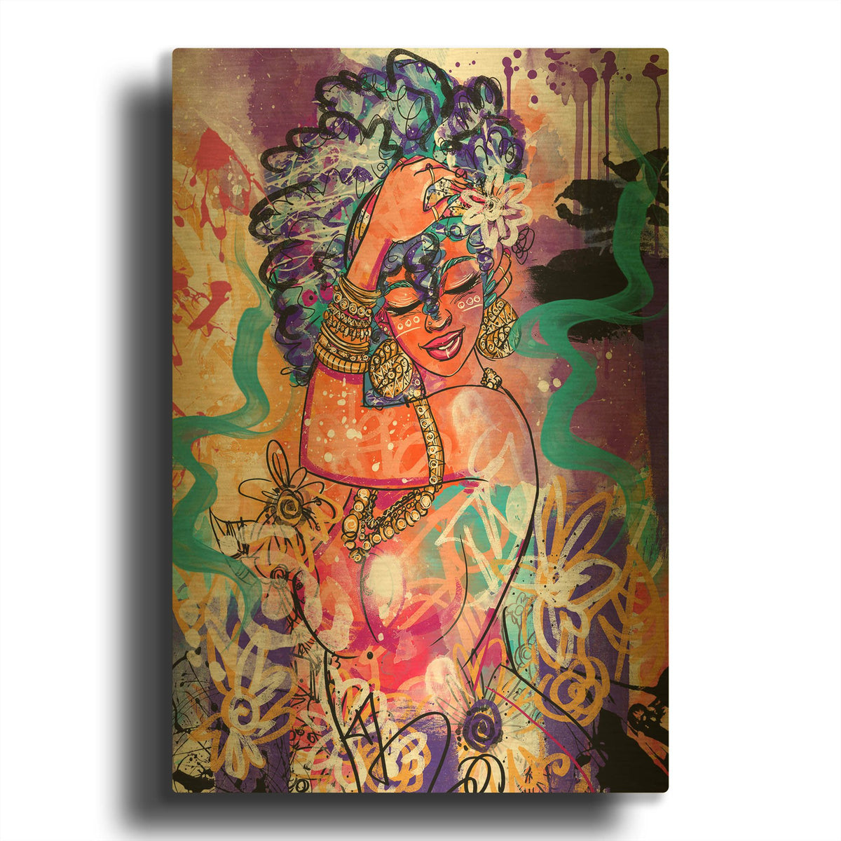 'Gold Flowers' By Justin Copeland Gold Metal Wall Art