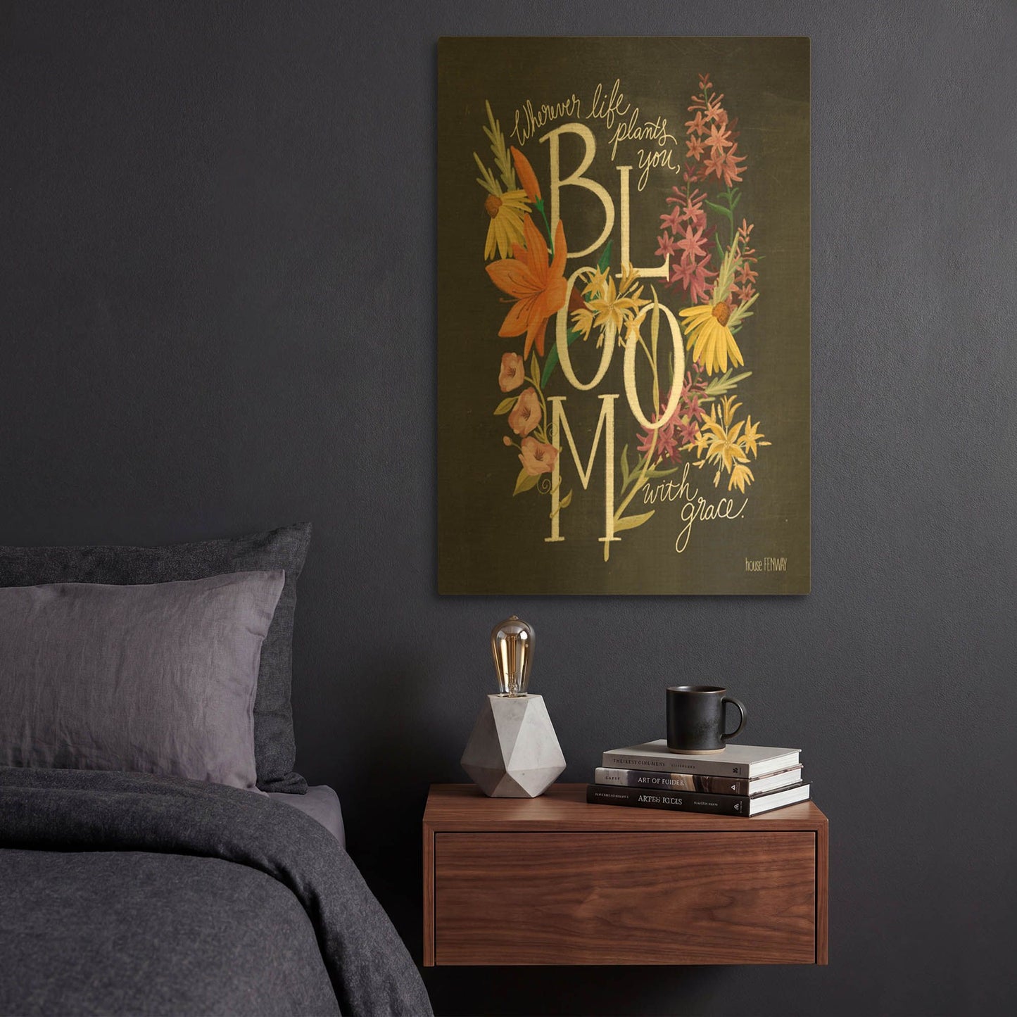 'Bloom with Grace' By House Fenway Gold Metal Wall Art