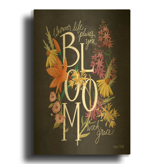 'Bloom with Grace' By House Fenway Gold Metal Wall Art