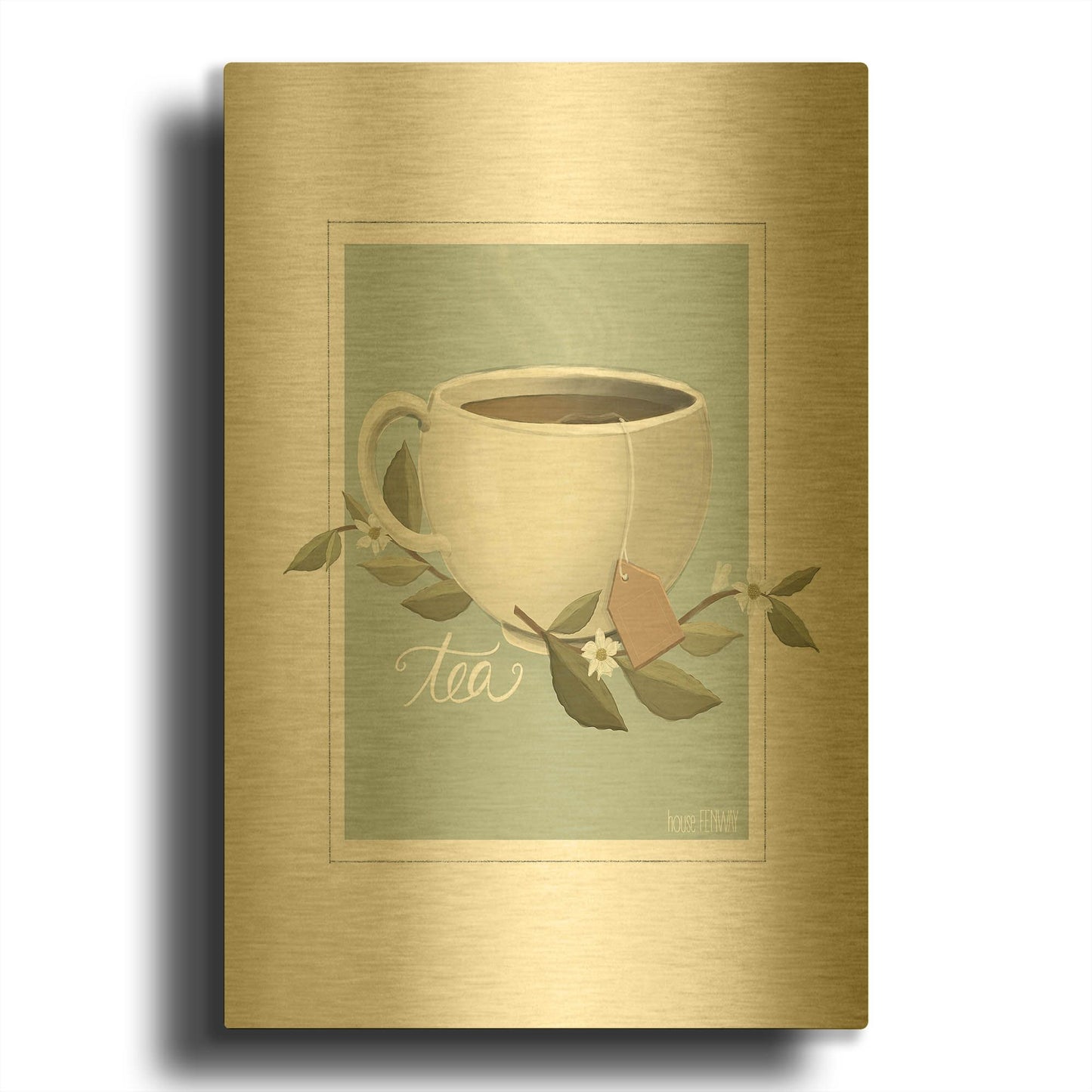 'Botanical Tea' By House Fenway Gold Metal Wall Art