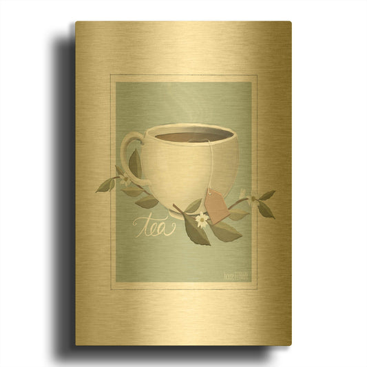 'Botanical Tea' By House Fenway Gold Metal Wall Art
