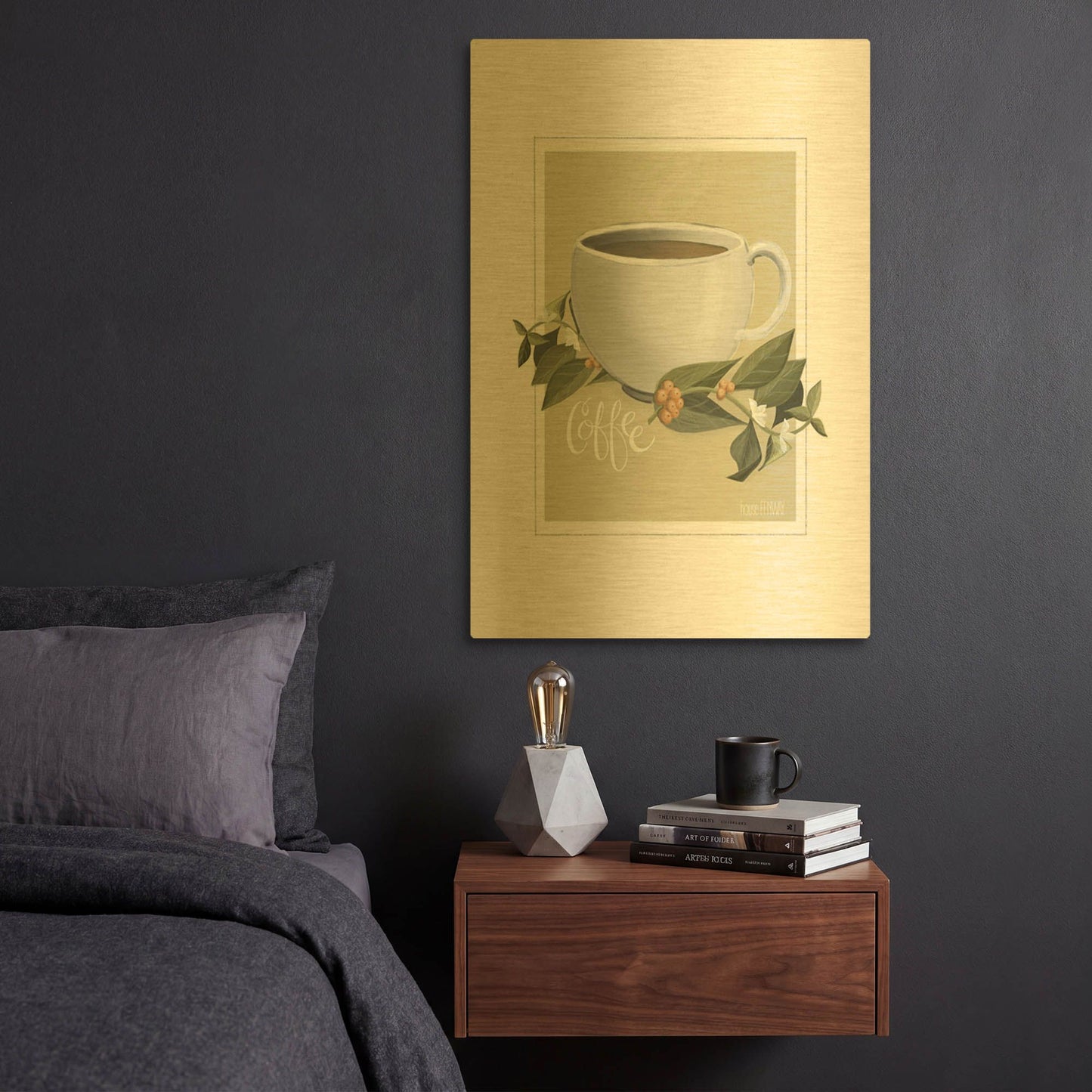 'Botanical Coffee' By House Fenway Gold Metal Wall Art
