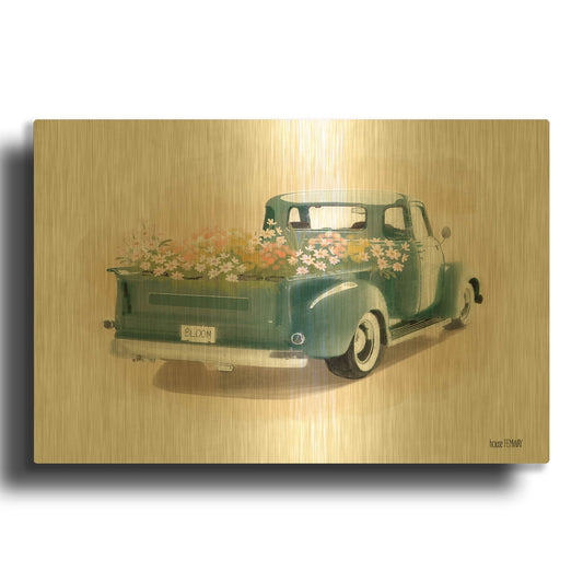 'Flower Truck' By House Fenway Gold Metal Wall Art
