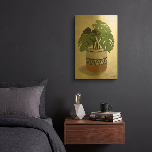 'Monstera Plant' By House Fenway Gold Metal Wall Art