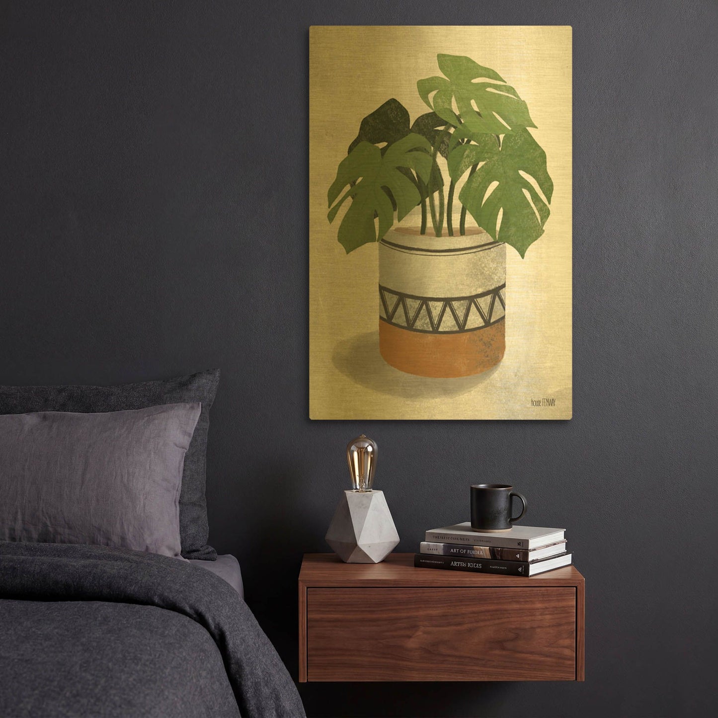 'Monstera Plant' By House Fenway Gold Metal Wall Art