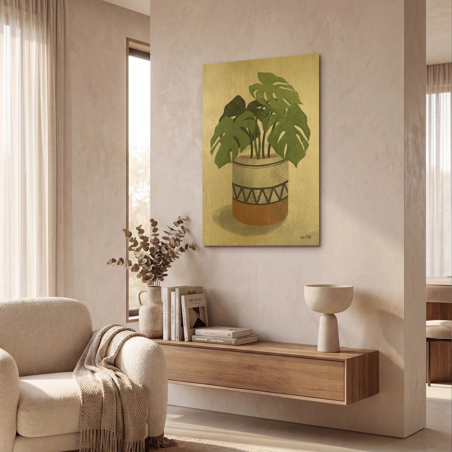 'Monstera Plant' By House Fenway Gold Metal Wall Art