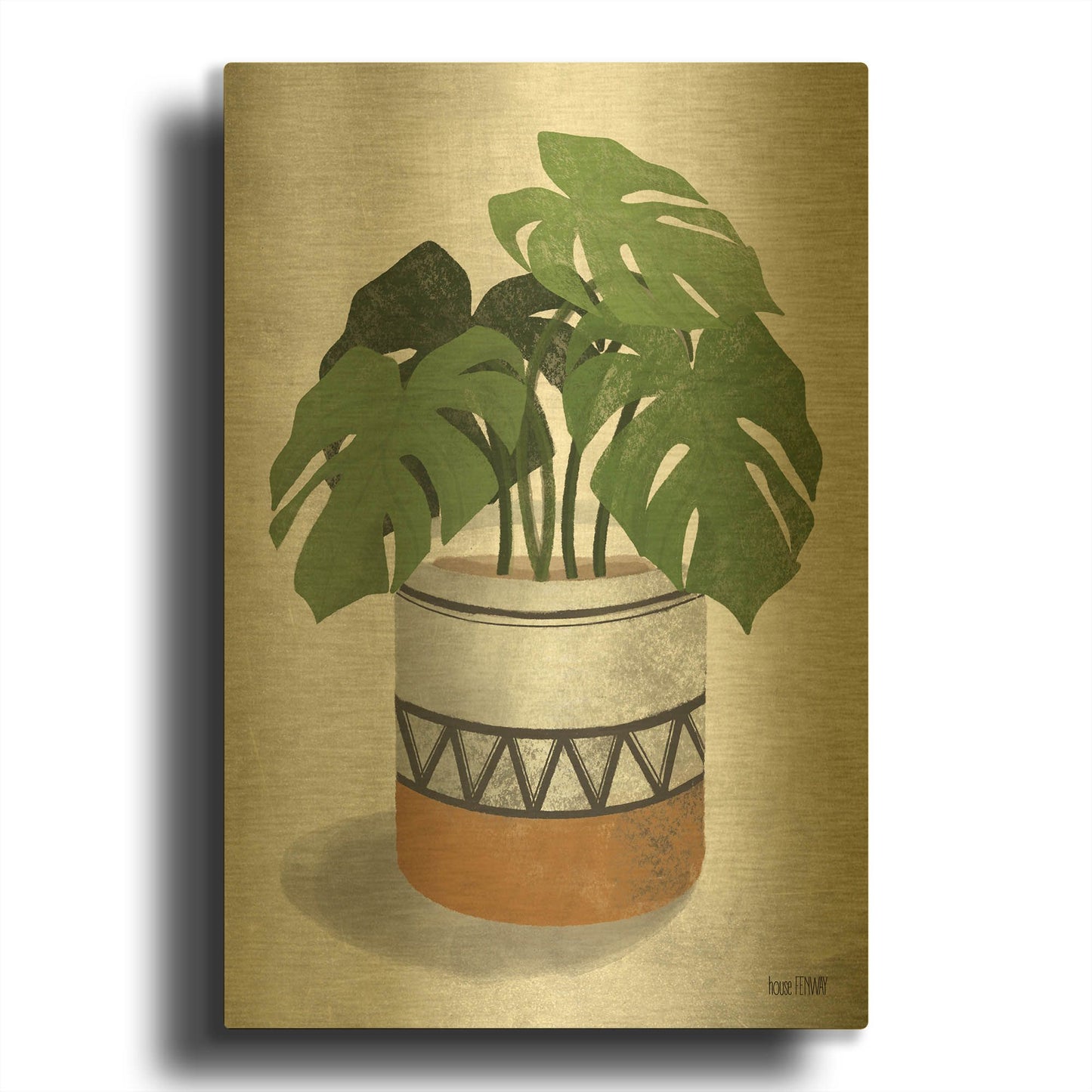 'Monstera Plant' By House Fenway Gold Metal Wall Art