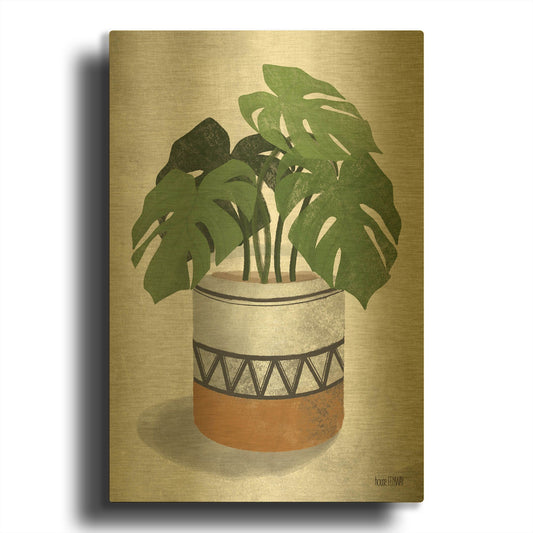 'Monstera Plant' By House Fenway Gold Metal Wall Art
