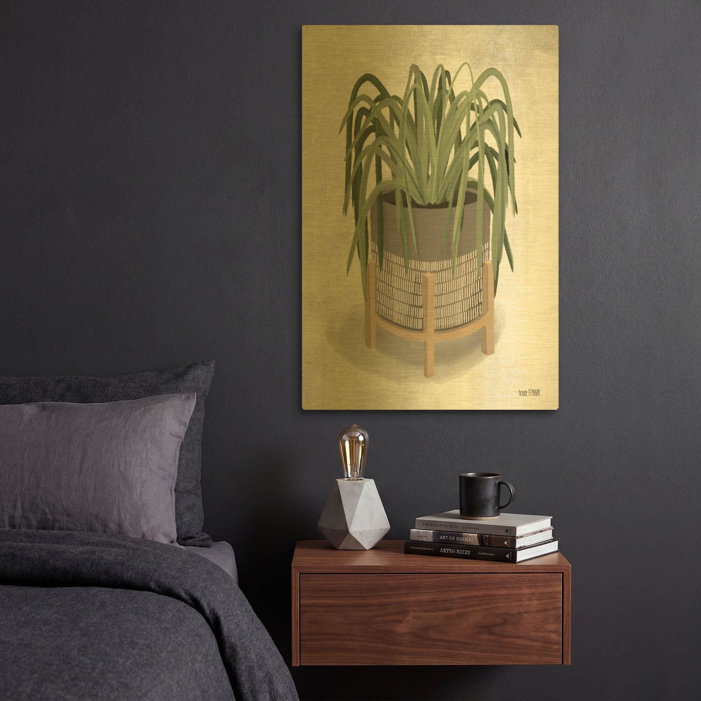 'Spider Plant' By House Fenway Gold Metal Wall Art