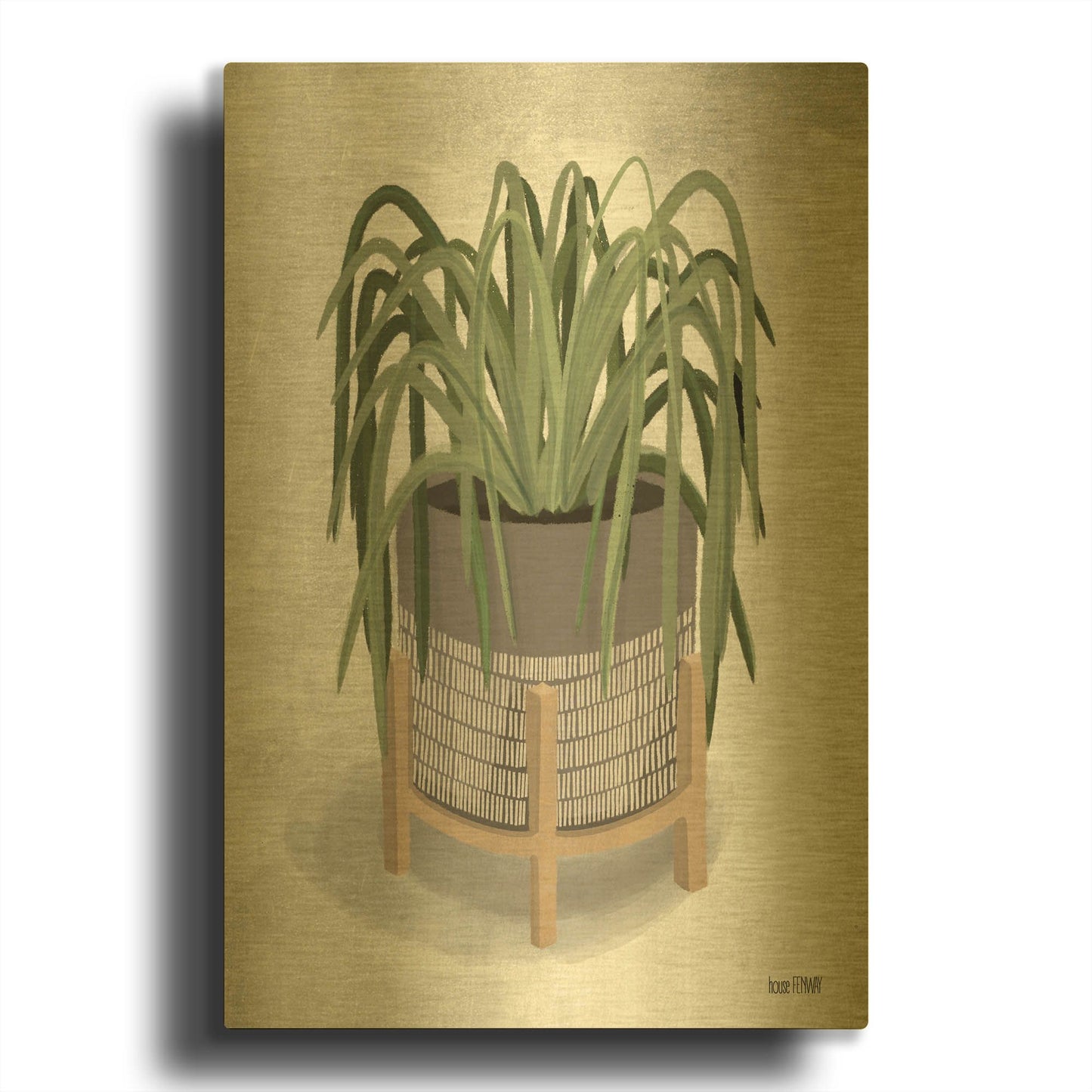 'Spider Plant' By House Fenway Gold Metal Wall Art