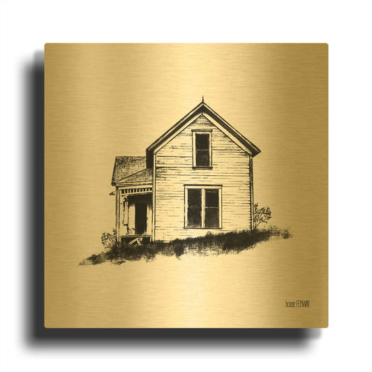 'Farmhouse II' By House Fenway Gold Metal Wall Art