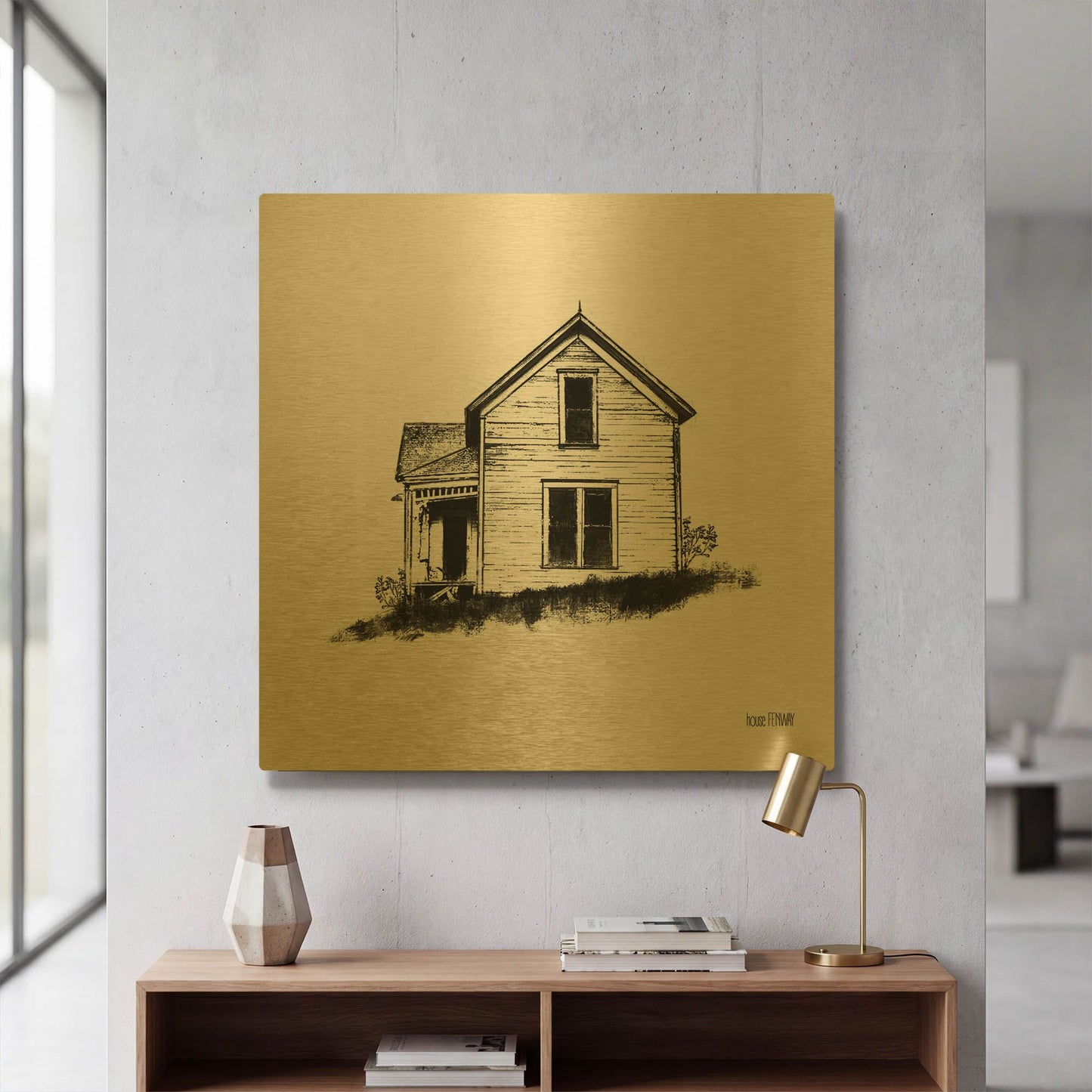 'Farmhouse II' By House Fenway Gold Metal Wall Art