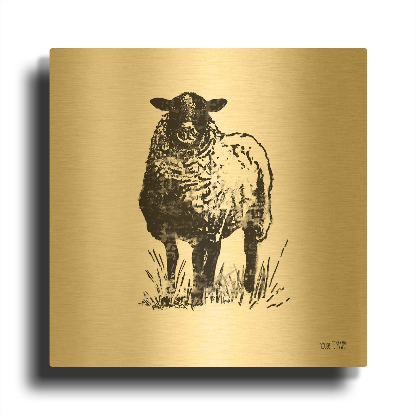 'Farmhouse Sheep' By House Fenway Gold Metal Wall Art