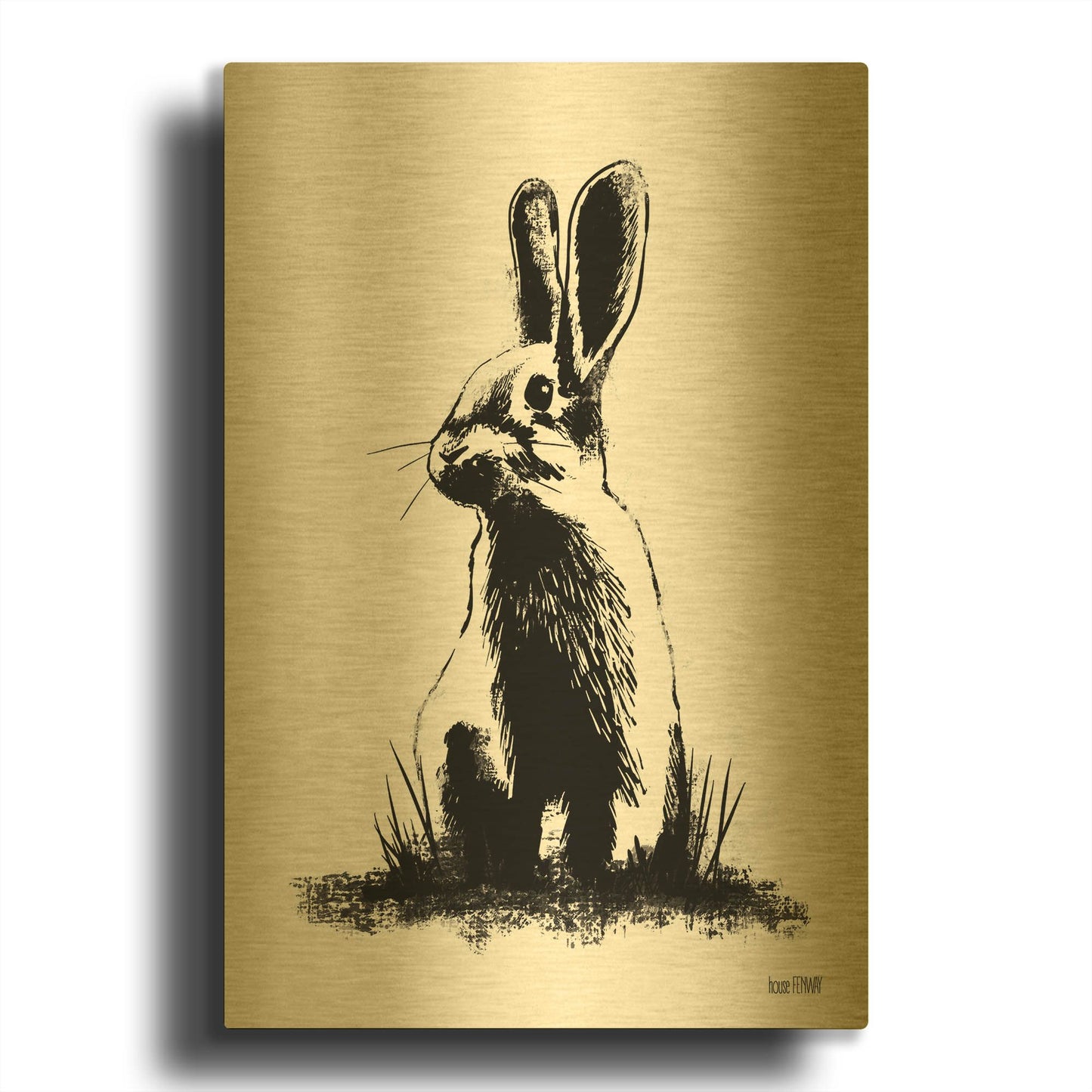 'Farmhouse Rabbit' By House Fenway Gold Metal Wall Art