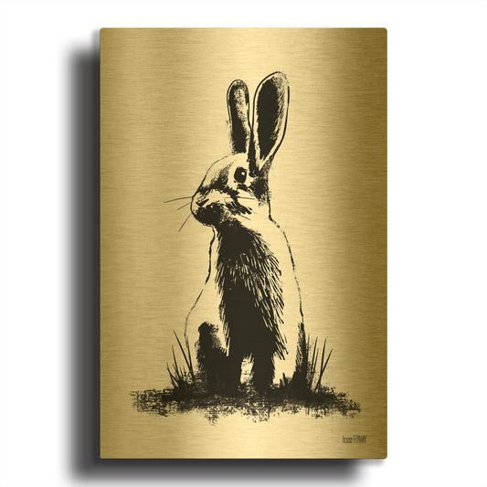 'Farmhouse Rabbit' By House Fenway Gold Metal Wall Art
