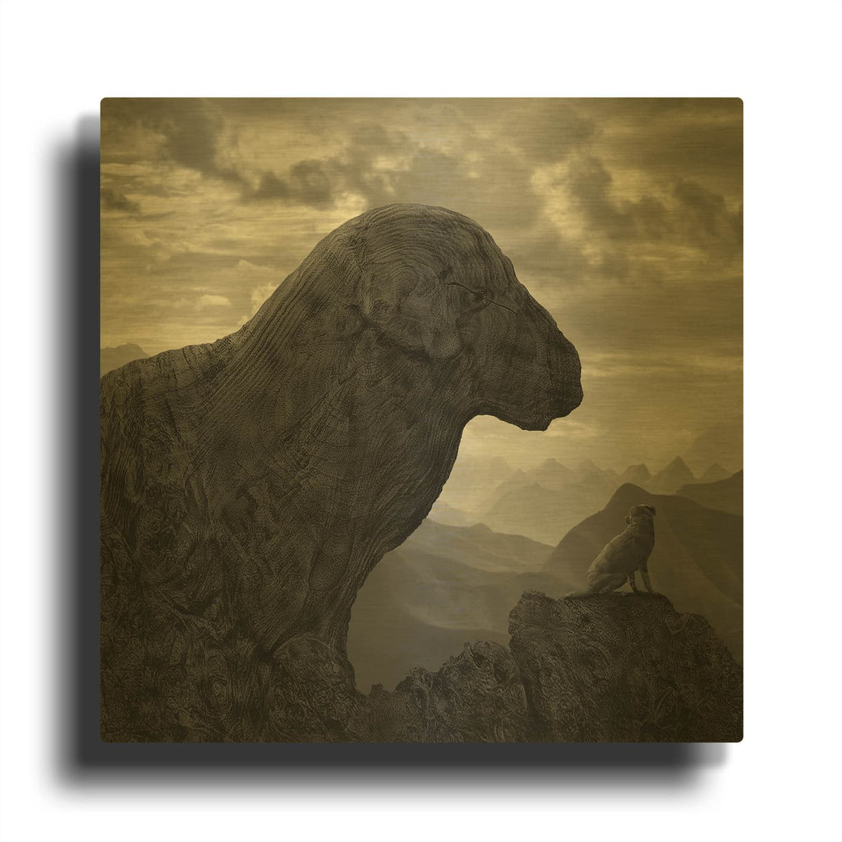 'Dog Rock' By Dariusz Klimczak Gold Metal Wall Art