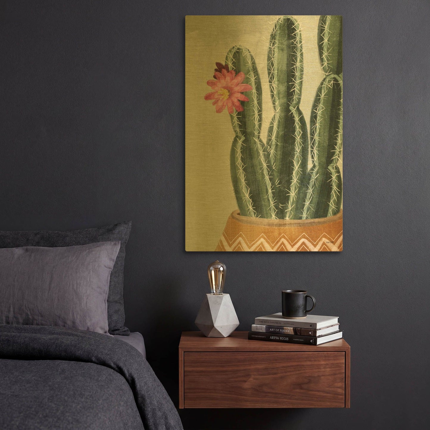 'Flowering Cactus' By House Fenway Gold Metal Wall Art