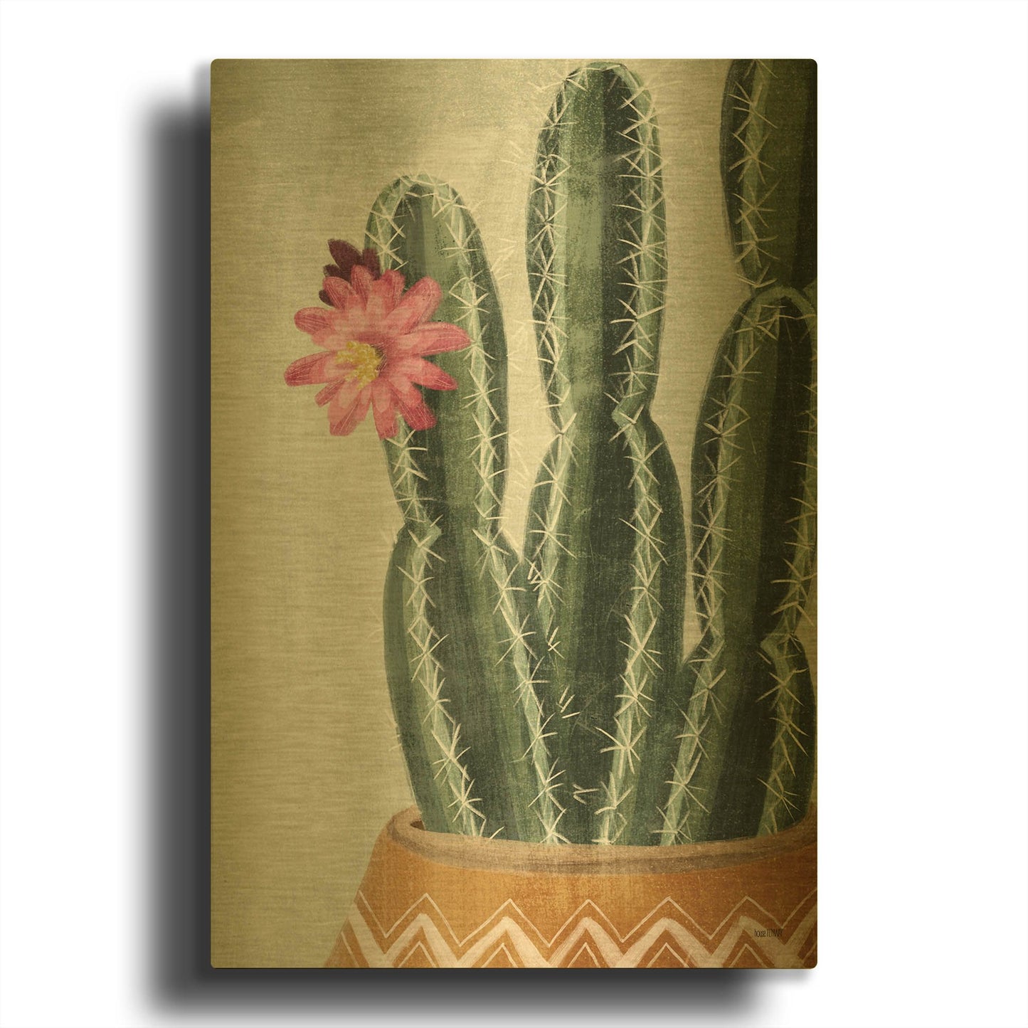 'Flowering Cactus' By House Fenway Gold Metal Wall Art