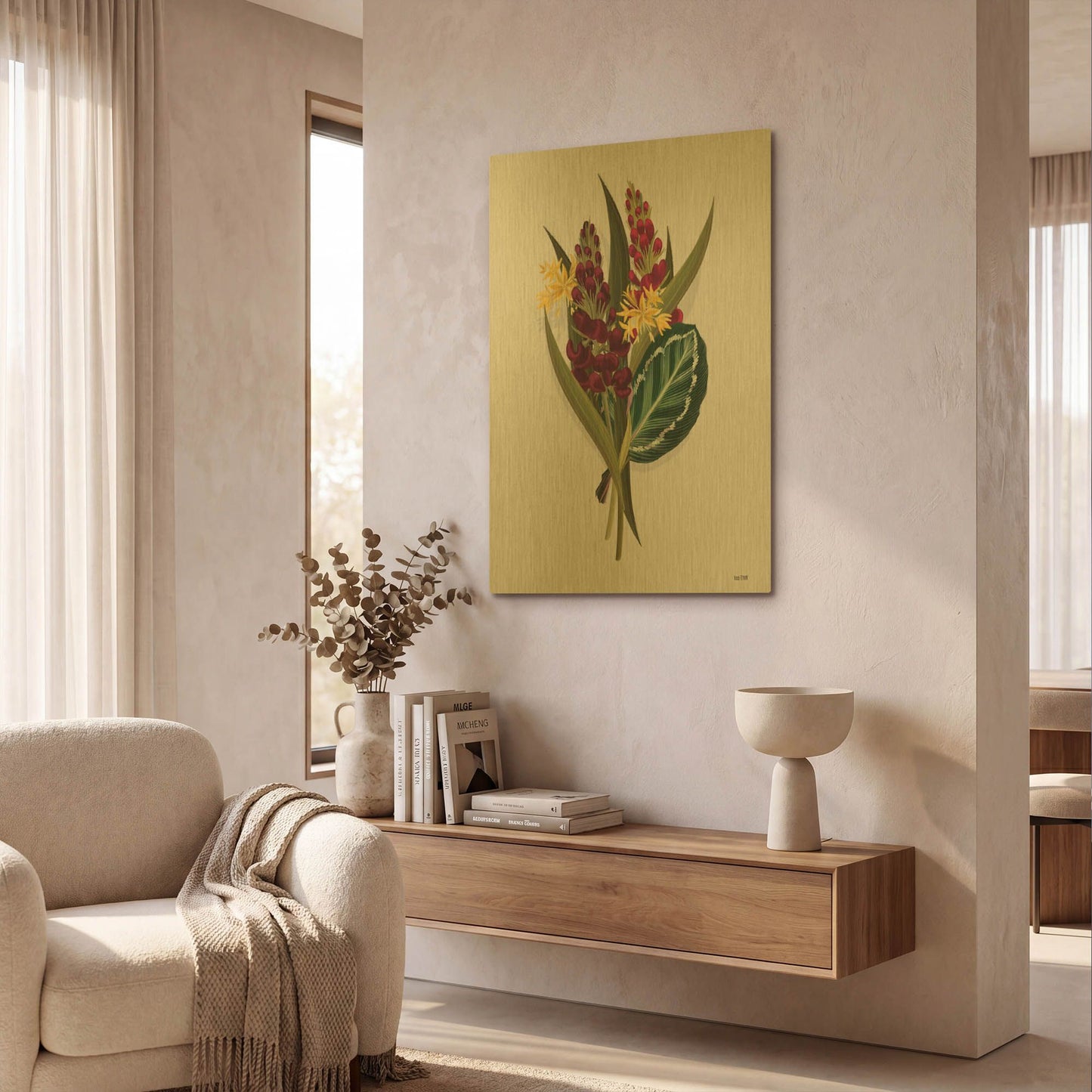 'Tropical Sprig' By House Fenway Gold Metal Wall Art