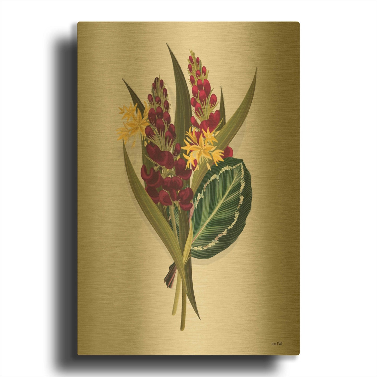 'Tropical Sprig' By House Fenway Gold Metal Wall Art
