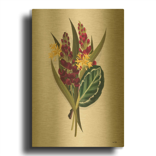 'Tropical Sprig' By House Fenway Gold Metal Wall Art