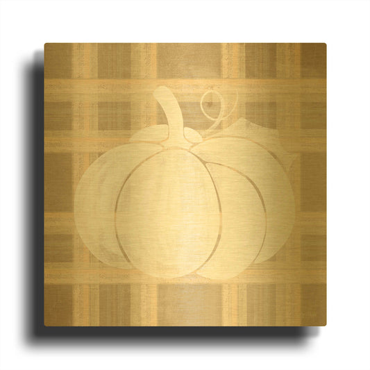 'Plaid Pumpkin I' By House Fenway Gold Metal Wall Art
