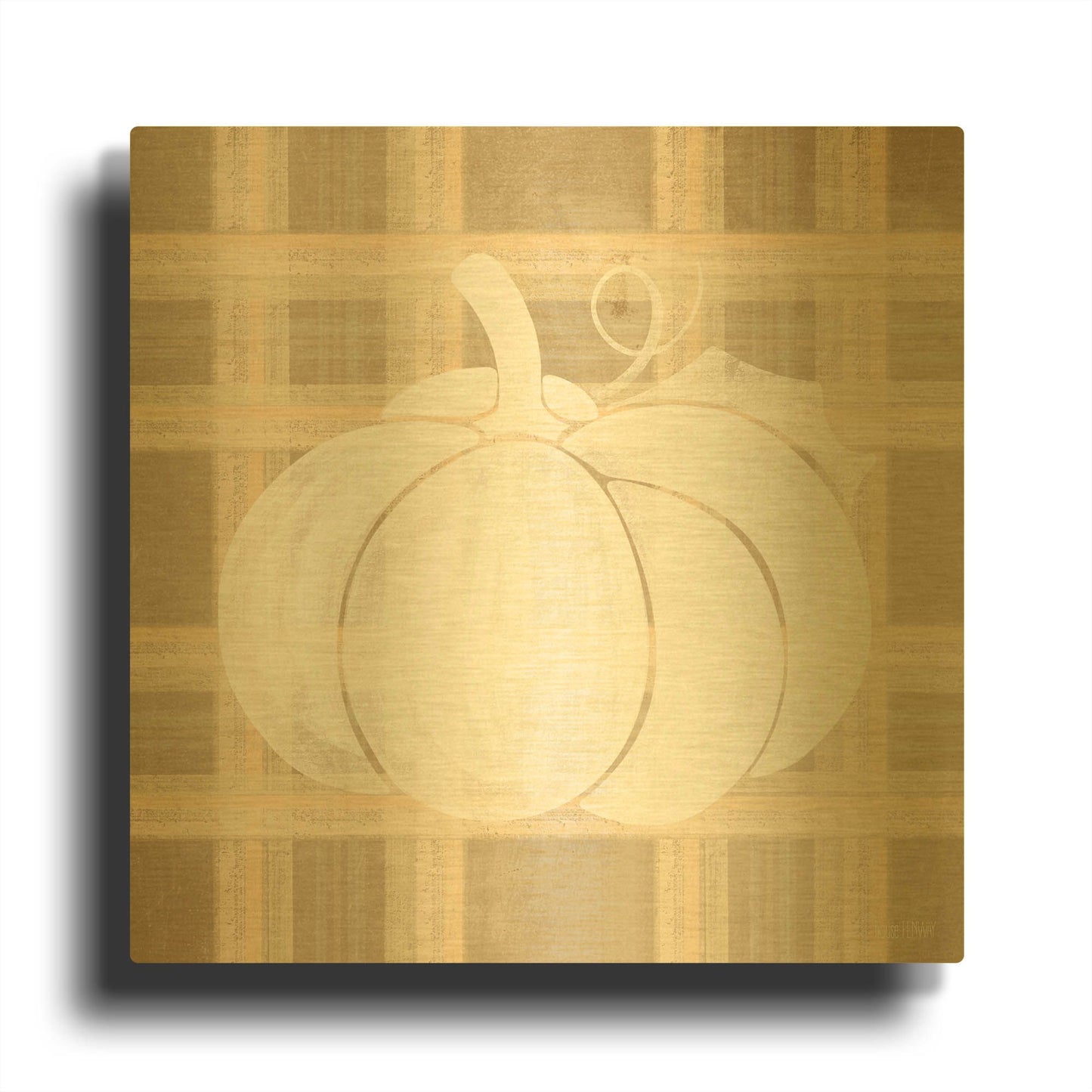 'Plaid Pumpkin I' By House Fenway Gold Metal Wall Art