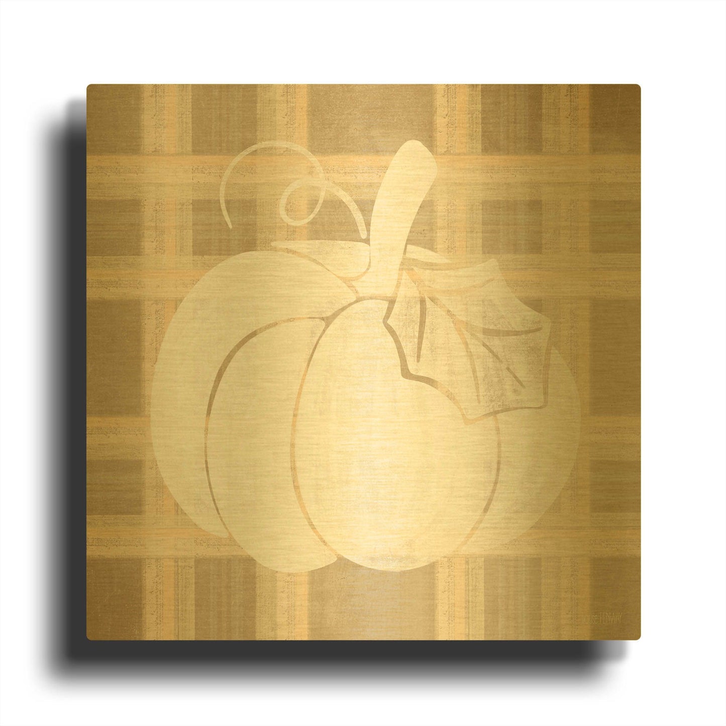 'Plaid Pumpkin II' By House Fenway Gold Metal Wall Art