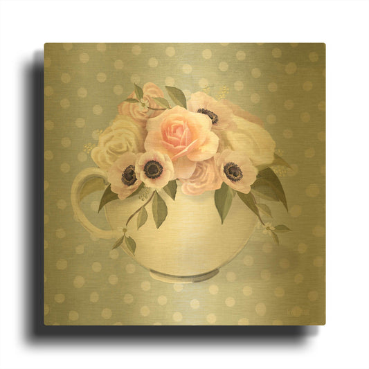 'Polka Dot Coffee-Anemone' By House Fenway Gold Metal Wall Art