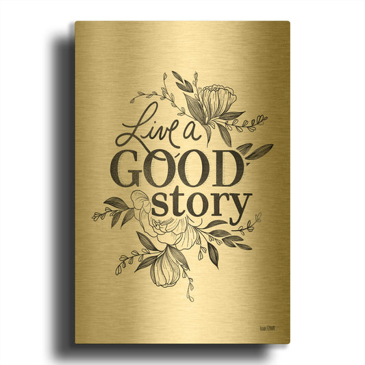 'Live a Good Story' By House Fenway Gold Metal Wall Art