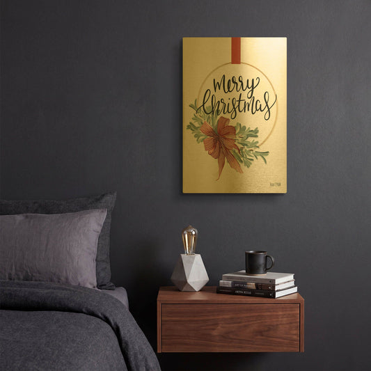 'Merry Christmas Mistletoe II' By House Fenway Gold Metal Wall Art