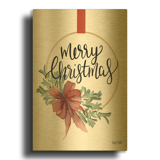 'Merry Christmas Mistletoe II' By House Fenway Gold Metal Wall Art