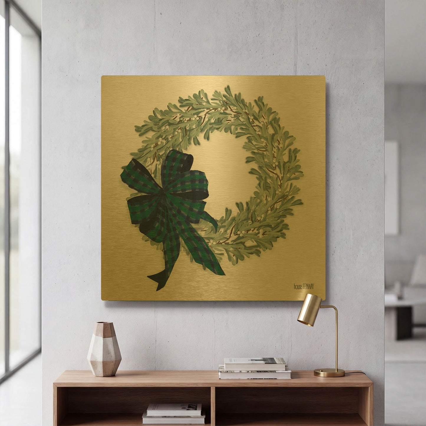'Mistletoe Wreath' By House Fenway Gold Metal Wall Art