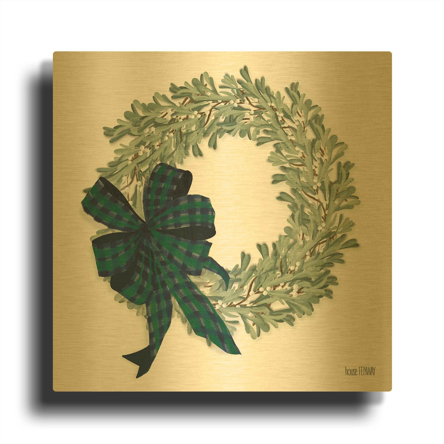 'Mistletoe Wreath' By House Fenway Gold Metal Wall Art