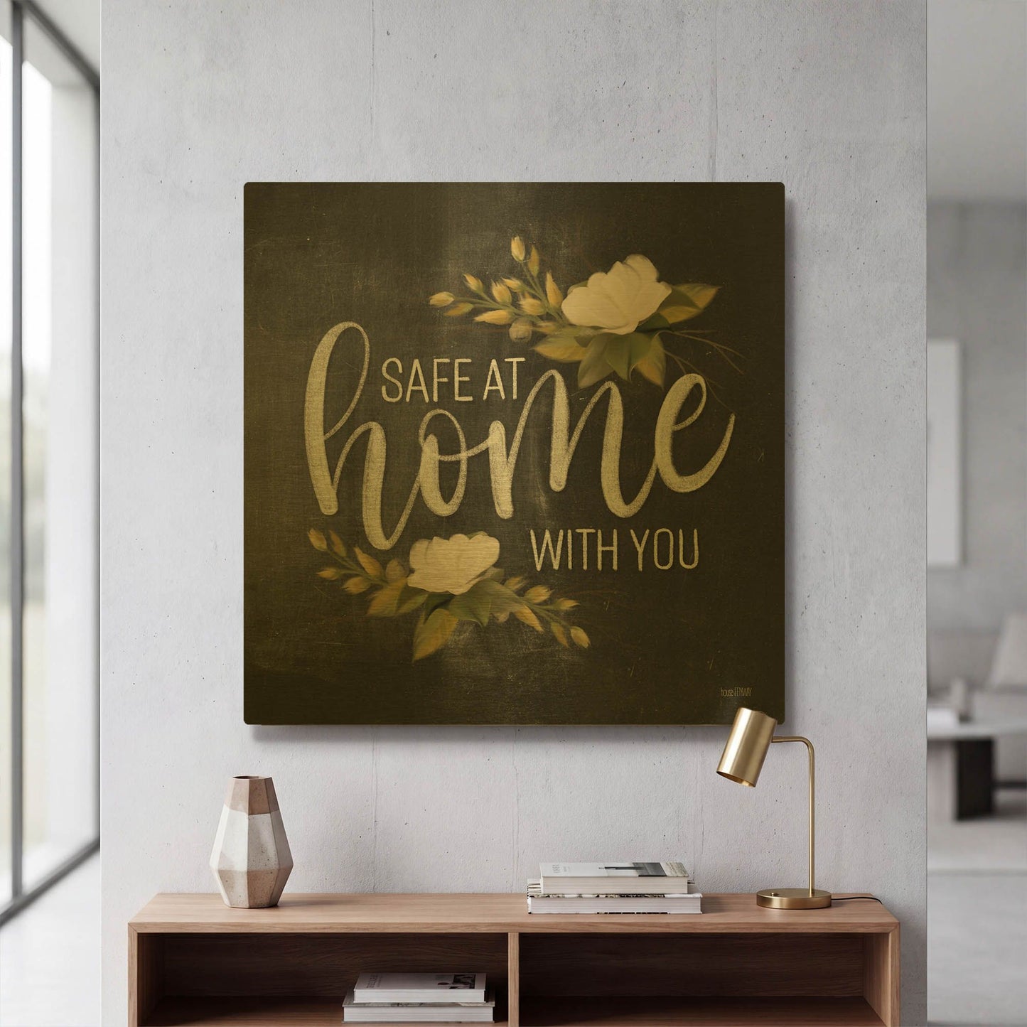'Safe at Home with You' By House Fenway Gold Metal Wall Art