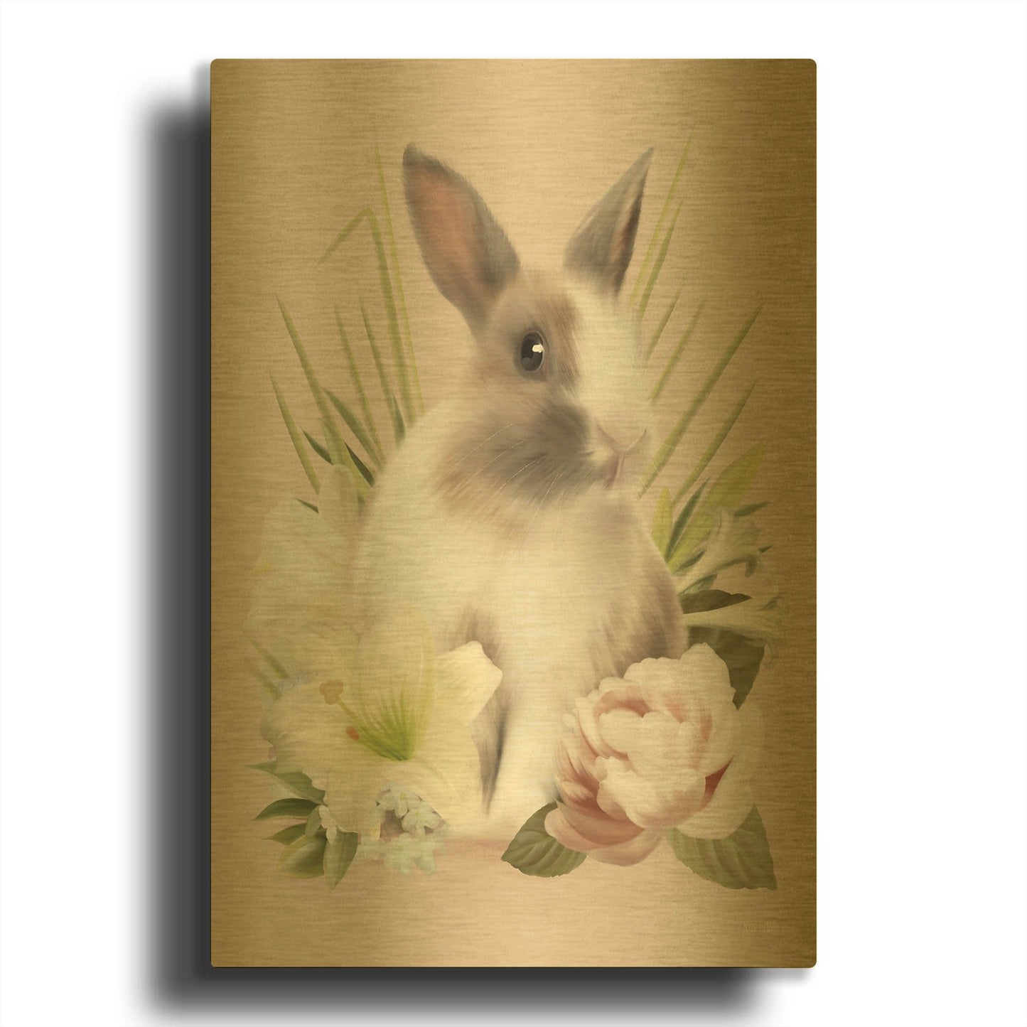 'Easter Bunny Floral' By House Fenway Gold Metal Wall Art