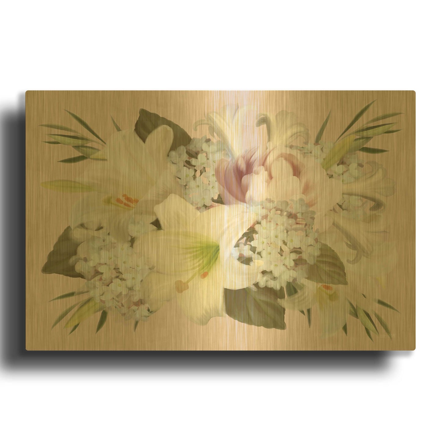 'Spring Lily Floral' By House Fenway Gold Metal Wall Art