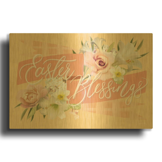 'Easter Blessings in Pink' By House Fenway Gold Metal Wall Art